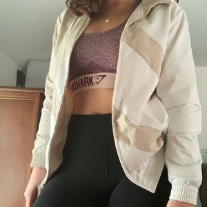 tan & white adidas jacket